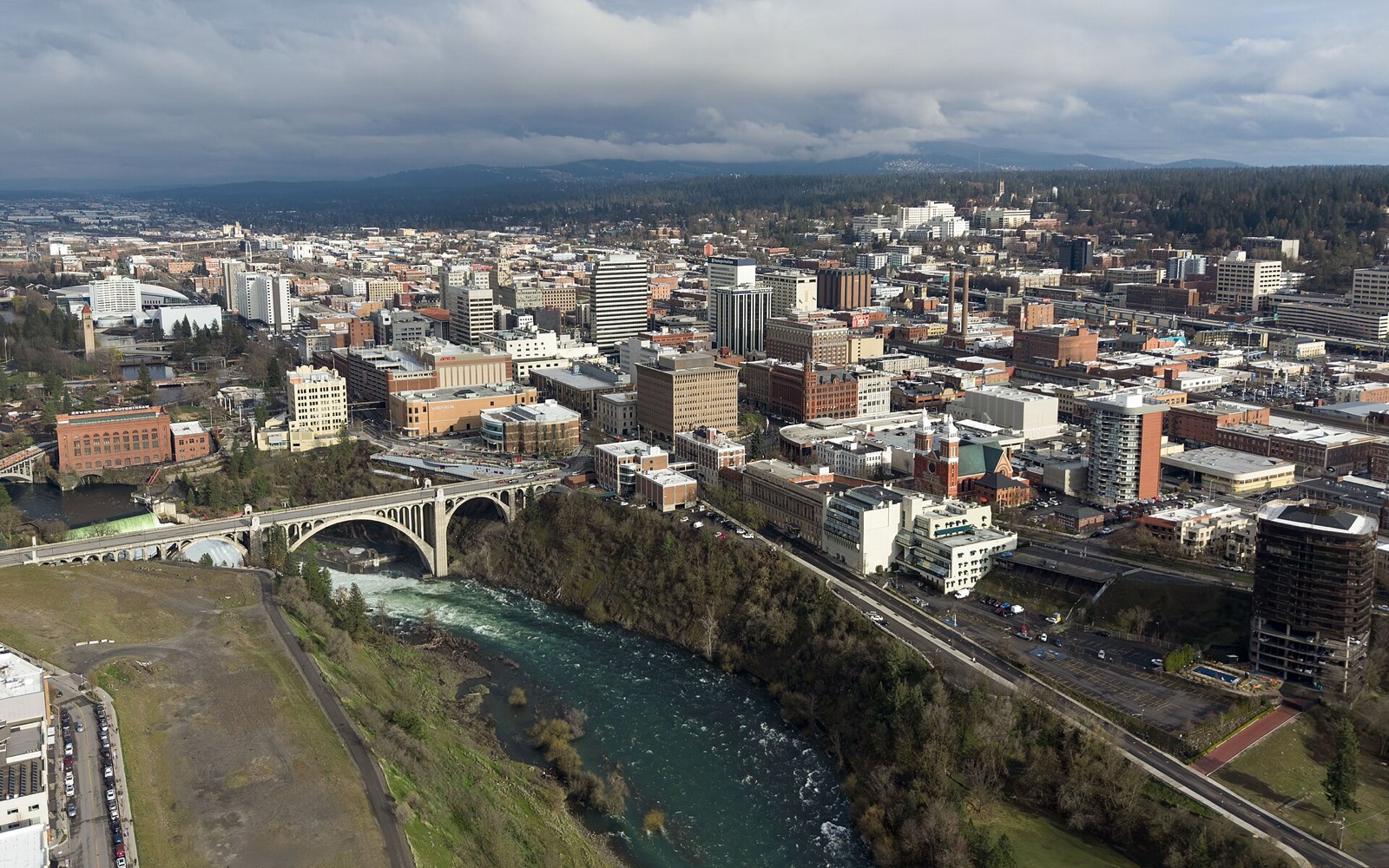 Aerial view of downtown Spokane, Washington